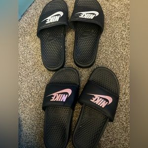 TWO pairs of Nike slides womens size 8